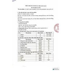 TCB CÀ PHÊ VÀNG ARABICA YELLOW BOURBON 250GR